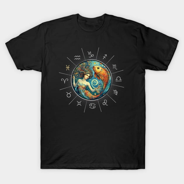 ZODIAC Pisces - Astrological PISCES - PISCES - ZODIAC sign - Van Gogh style - 11 T-Shirt by ArtProjectShop